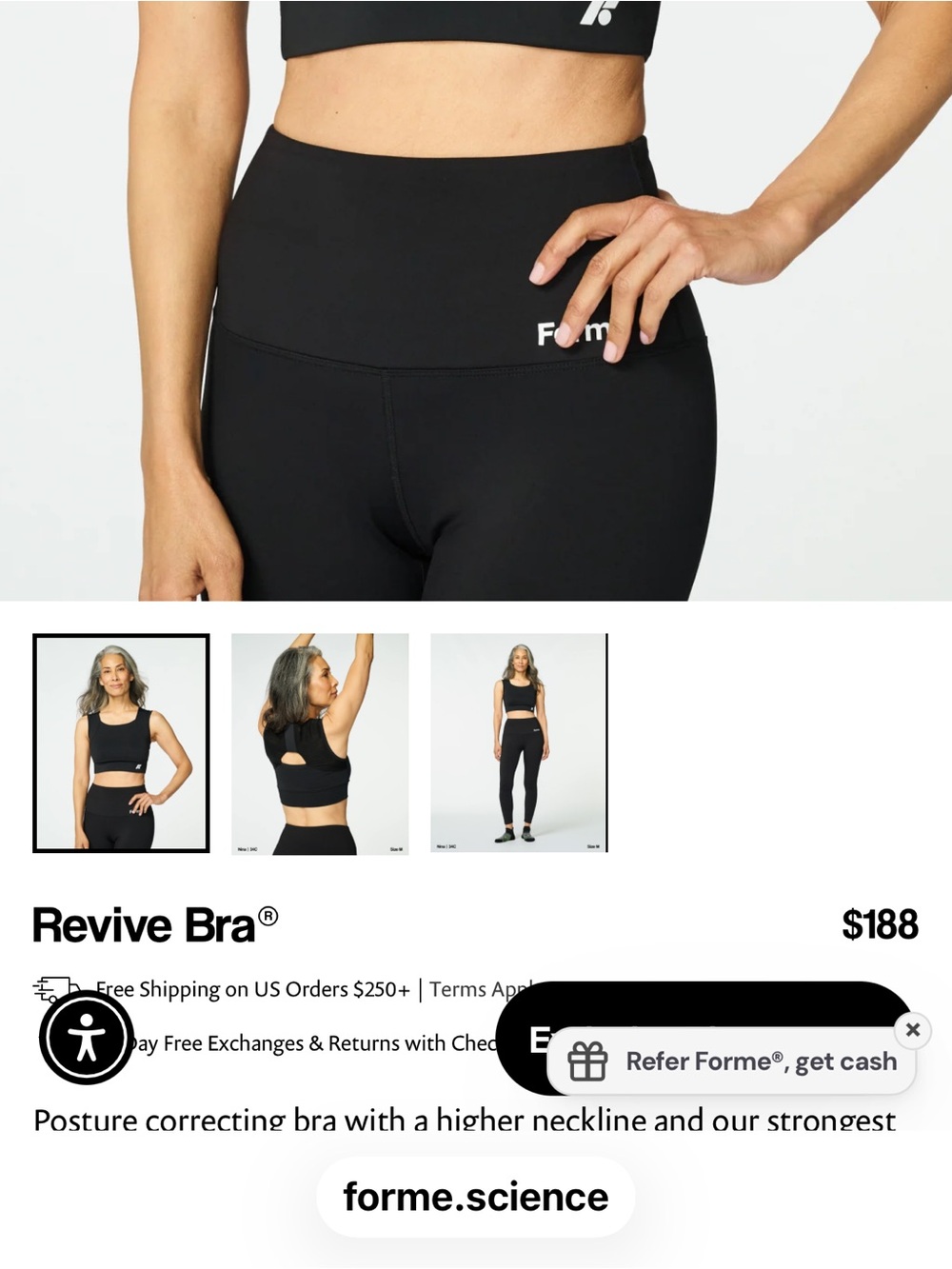NWT Forme Revive Bra in Black